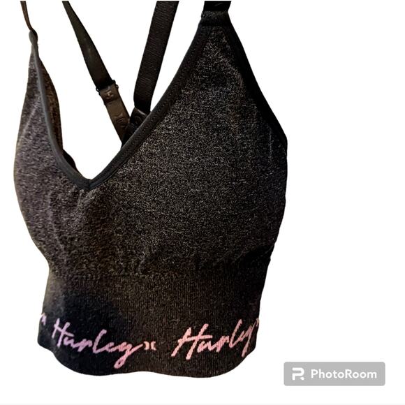 Hurley Signature Sports Bra Size LGRAY Crisscross Back Beach Adjustable Padded - Picture 3 of 11